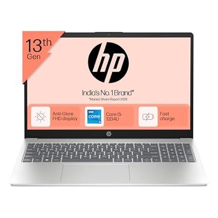 HP 15, 13th Gen Intel Core i5-1334U, 16GB DDR4, 512GB SSD (Win 11, Office 21, Silver, 1.59kg), Anti-Glare, 15.6-inch(39.6cm) FHD Laptop, Intel Iris Xe Graphics, Backlit KB, 1080p FHD Camera, fd0221TU